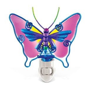 Butterfly Handcraft Art Glass and Metal Decorative Night Light